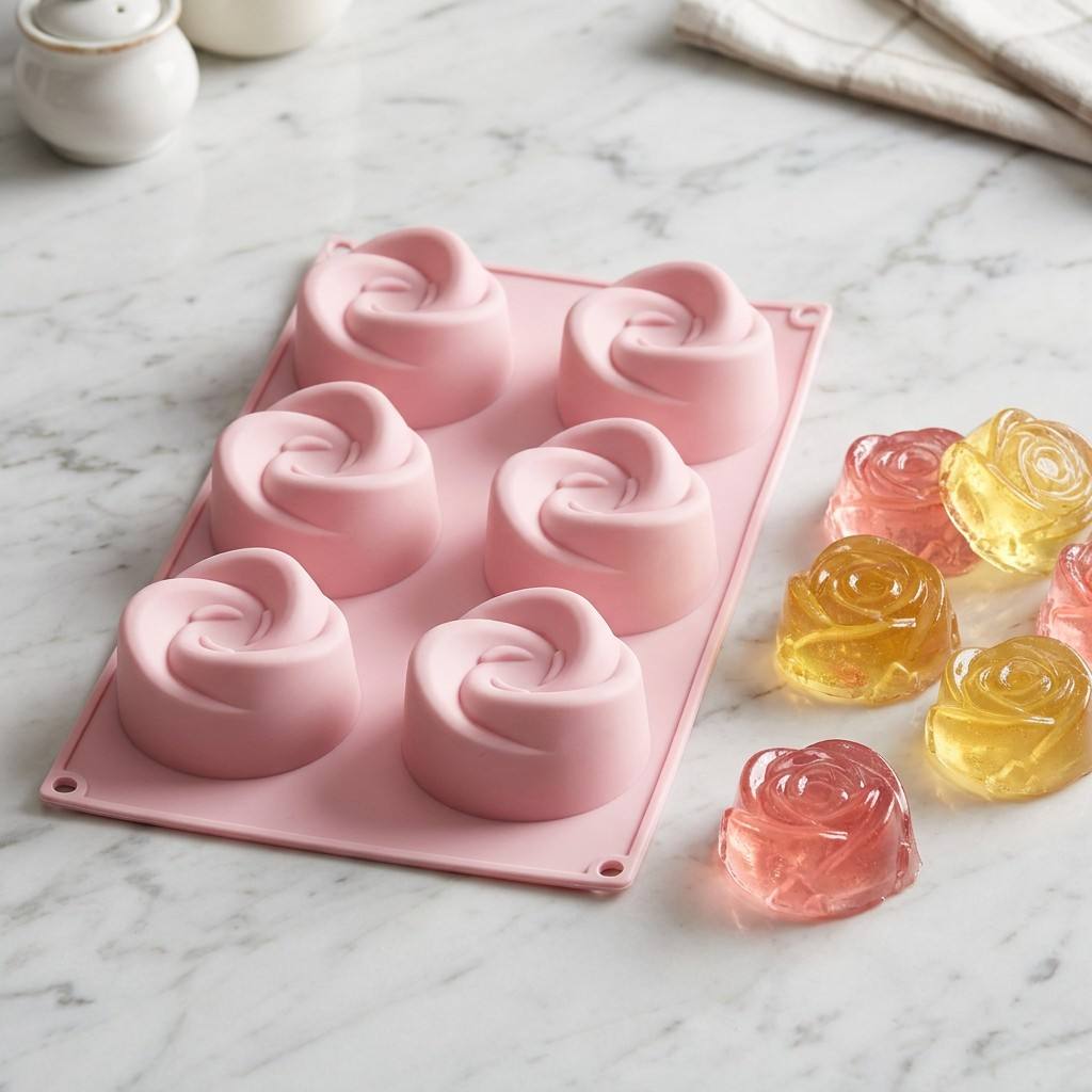 Soap Making Guide - قالب سيليكون على شكل وردة بـ